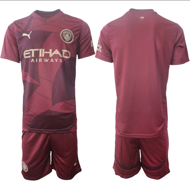 Men 2024-2025 Club Manchester City away red blank Soccer Jersey->manchester city jersey->Soccer Club Jersey